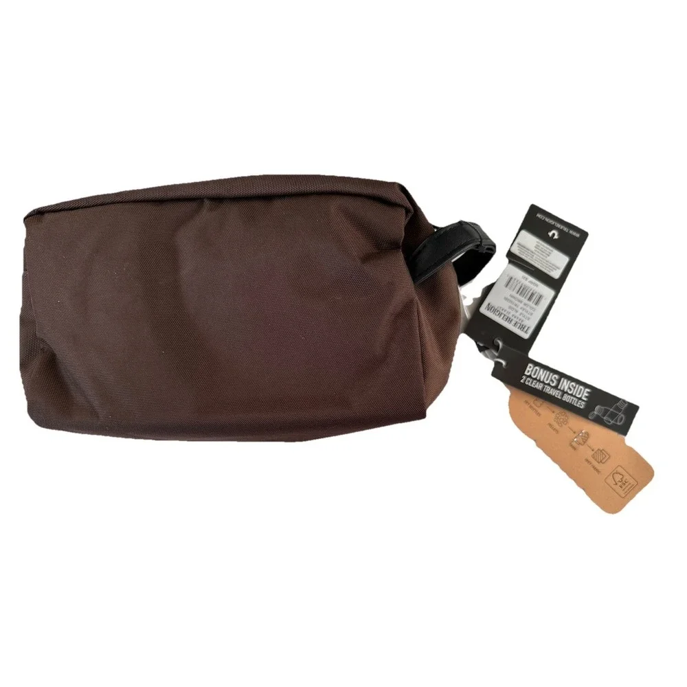 True Religion Men's Brown  Travel Toiletry‎ Bag Canvas Logo NWT